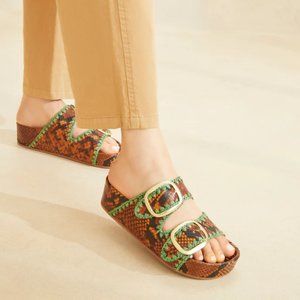 BRAND NEW — Theo Brown/Emerald Footbed Sandal